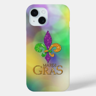 Funda Para iPhone 15 SlipperyJoe's festivo tema de Mardi Gras púrpura v