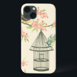 title_seo2 Small Birds Perched on a Branch and on a Birdcage<br><div class="desc">Nancy Slocum's have painted many birds throughout the years. This image portrays two small blue and yellow birds perched on a branch surrounded by pink flowers and looking curious about a birdcage. Get this cool bird-themed art piece on your Zazzle product today.</div>