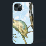 Funda Para iPhone 13 Small Yellow Bird Perched on a Branch Looking up<br><div class="desc">This painting is perfect for your bird collection. The small yellow bird and blue pastel background of this image are simple yet soothing and could be easily added to any Zazzle product offered. Choose this artprint today.</div>