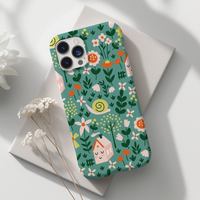 Funda De Case-Mate Para iPhone Snail and Flowers Cute Garden Botanical (Subido por el creador)