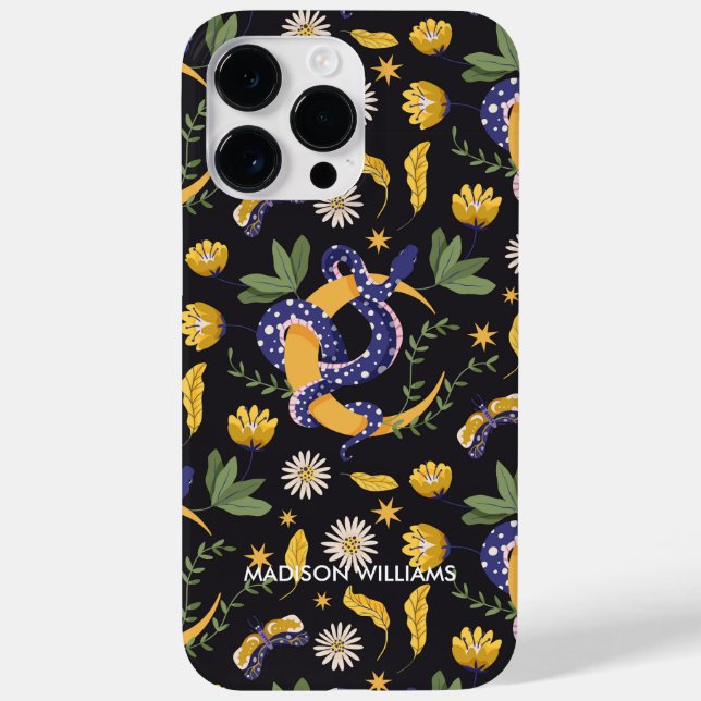 Funda De Case-Mate Para iPhone Snake y botánica púrpura caprichosa - Personalizad (Reverso)