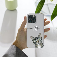 Sneaky Peeking Cat Monograma Nombre