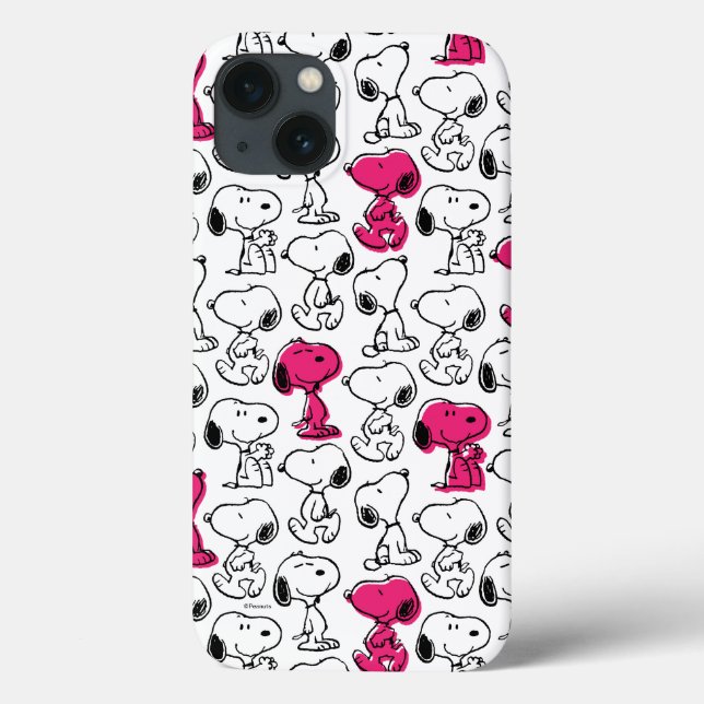 Funda De Case-Mate Para iPhone Snoopy Black & Magenta Pattern (Reverso)