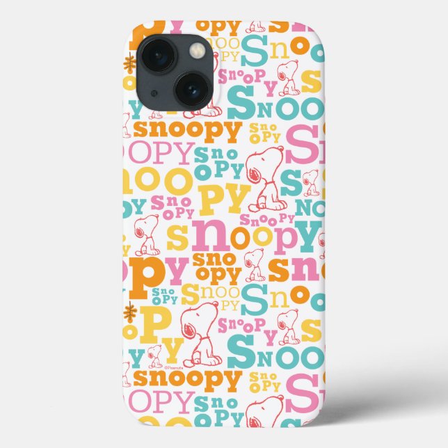 Funda De Case-Mate Para iPhone Snoopy Pastel Text Pattern (Reverso)