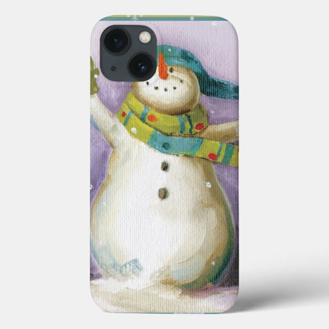 Funda De Case-Mate Para iPhone Snowman con Mittens (Reverso)