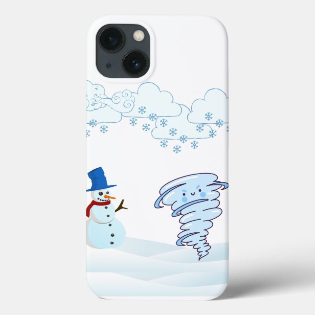 Funda De Case-Mate Para iPhone Snowman de invierno y viento (Reverso)