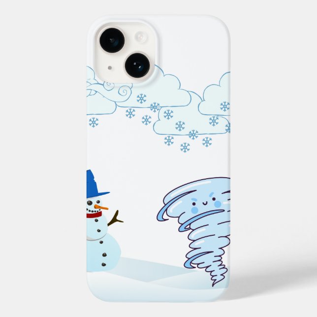 Funda De Case-Mate Para iPhone Snowman de invierno y viento (Reverso )