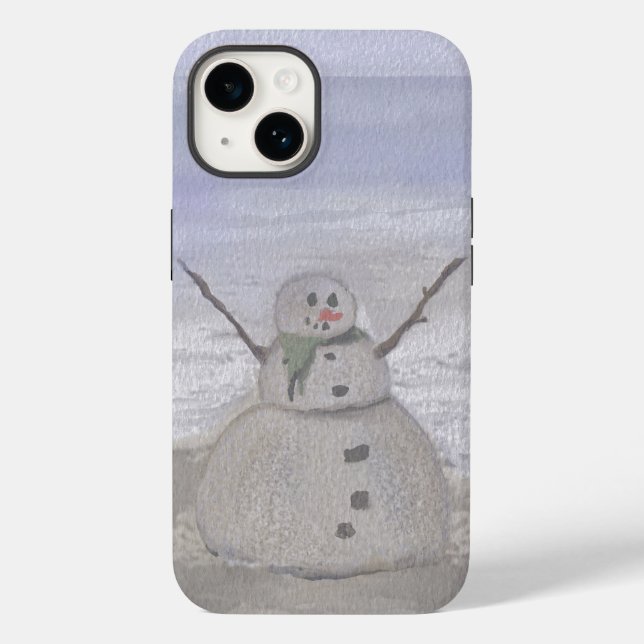 Funda De Case-Mate Para iPhone Snowman helado en la playa (Reverso )