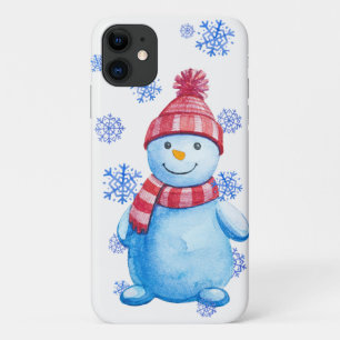 Funda Para iPhone 11 Snowman invierno y copos de nieve