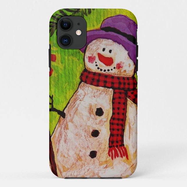 Funda De Case-Mate Para iPhone Snowman y Broom (Reverso)