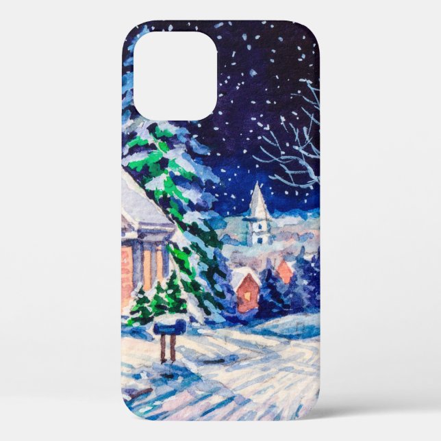 Funda De Case-Mate Para iPhone Snowy winter landscape. Country House. Christmas h (Reverso )