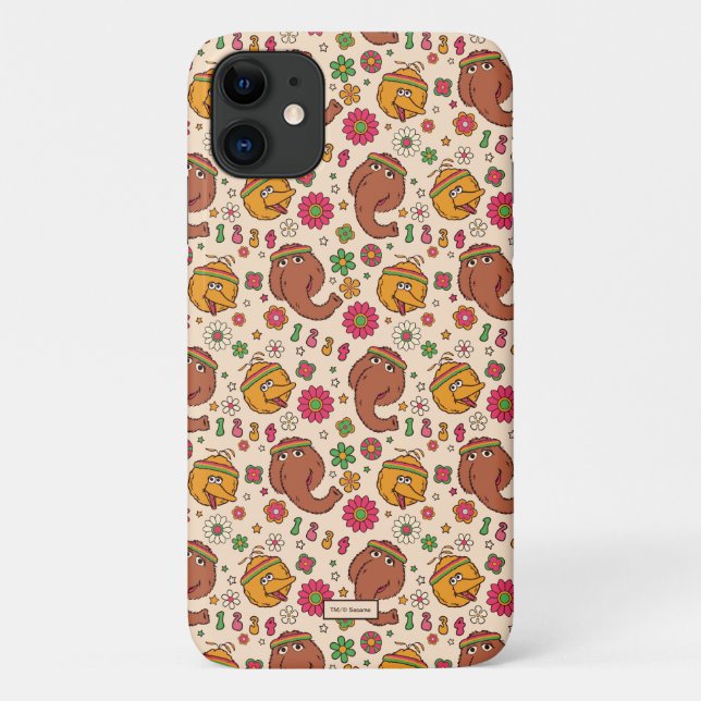 Funda De Case-Mate Para iPhone Snuffleupagus y Big Bird Groovy Flower Pattern (Reverso)