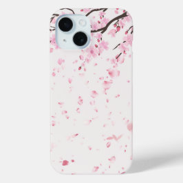 Funda Para iPhone 15 Soft Pink Watercolor Sakura Blossoms iPhone Case