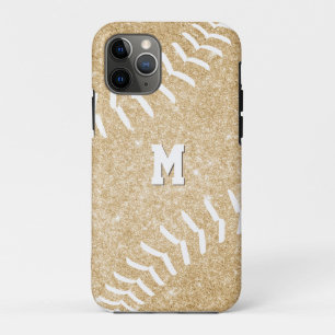 Funda Para iPhone 11 Pro softball de oro monogramado de chica