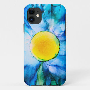 Funda Para iPhone 11 Sol amarillo en azul cielo con tinta de alcohol Ot