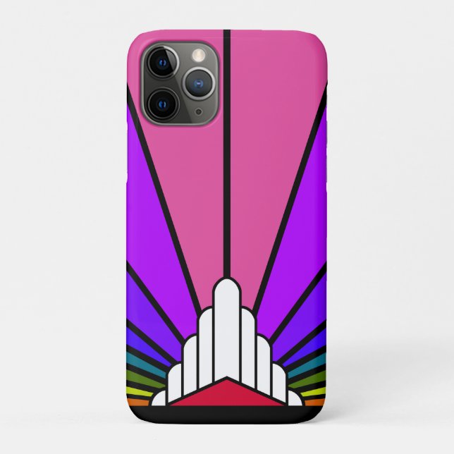 Funda De Case-Mate Para iPhone Sol Art Decó en arco iris (Reverso)