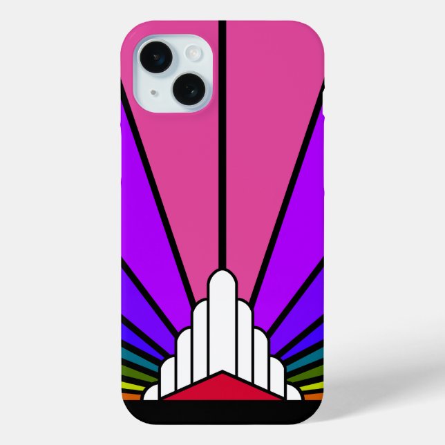 Funda De Case-Mate Para iPhone Sol Art Decó en arco iris (Reverso )