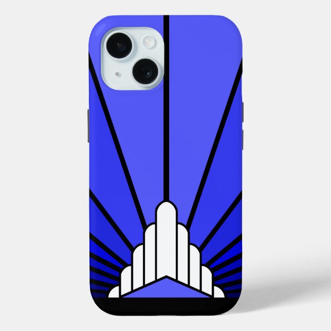 Funda De Case-Mate Para iPhone Sol Art Decó en azul (Reverso )