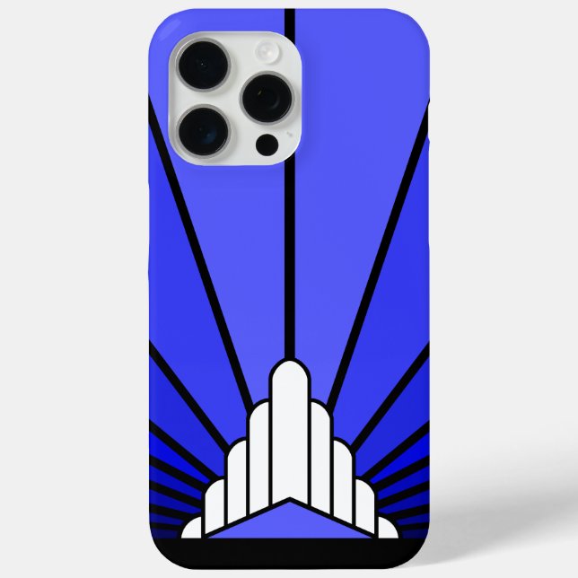 Funda De Case-Mate Para iPhone Sol Art Decó en azul (Reverso )