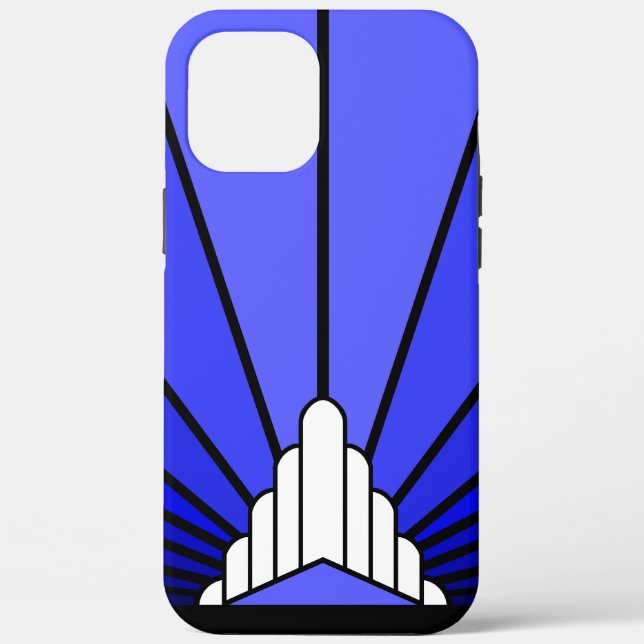 Funda De Case-Mate Para iPhone Sol Art Decó en azul (Reverso )