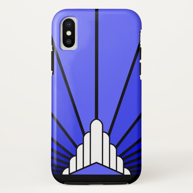 Funda De Case-Mate Para iPhone Sol Art Decó en azul (Reverso)