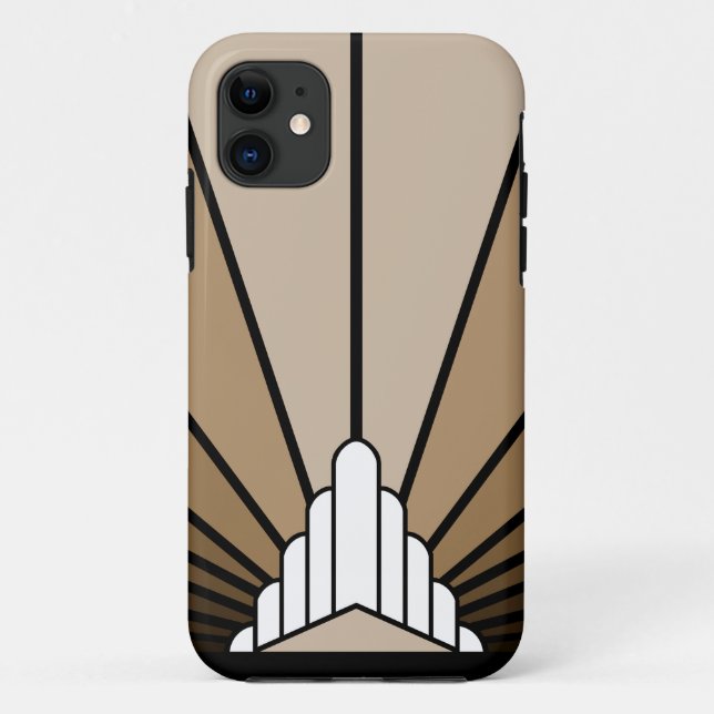 Funda De Case-Mate Para iPhone Sol Art Déco en bronceado (Reverso)