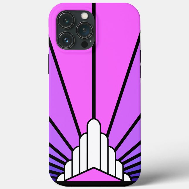Funda De Case-Mate Para iPhone Sol Art Decó en morado y rosa (Reverso )