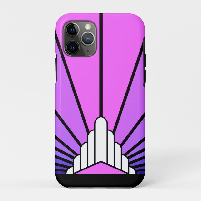 Funda De Case-Mate Para iPhone Sol Art Decó en morado y rosa (Reverso)