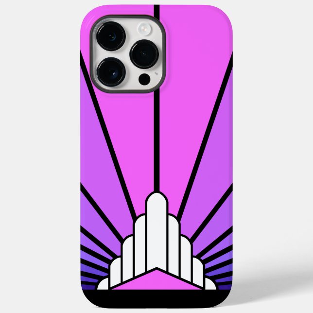 Funda De Case-Mate Para iPhone Sol Art Decó en morado y rosa (Reverso )