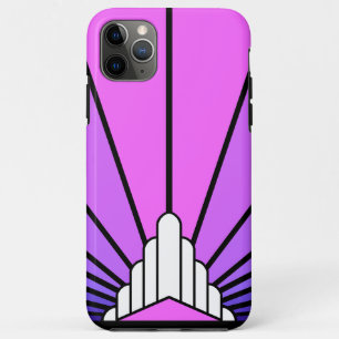 Funda Para iPhone 11 Pro Max Sol Art Decó en morado y rosa
