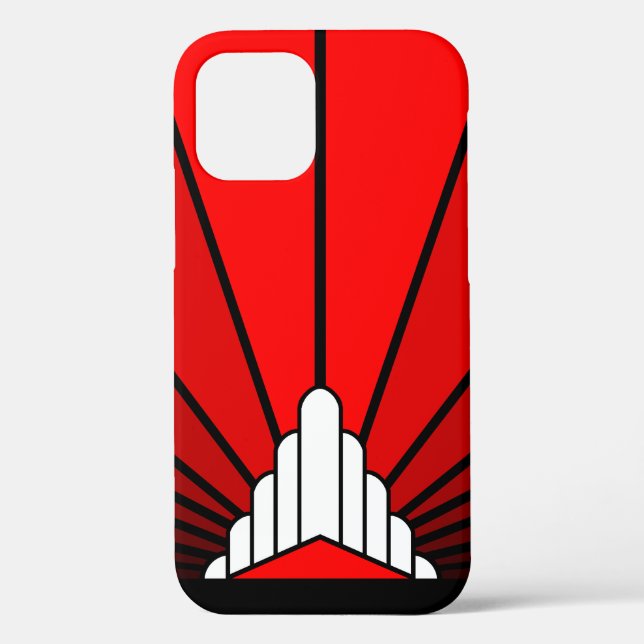 Funda De Case-Mate Para iPhone Sol Art Decó en rojo (Reverso )
