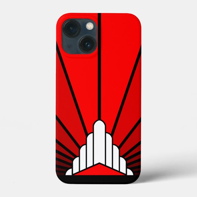 Funda De Case-Mate Para iPhone Sol Art Decó en rojo (Reverso )