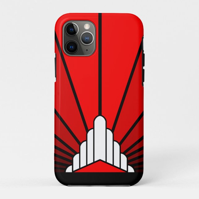 Funda De Case-Mate Para iPhone Sol Art Decó en rojo (Reverso)