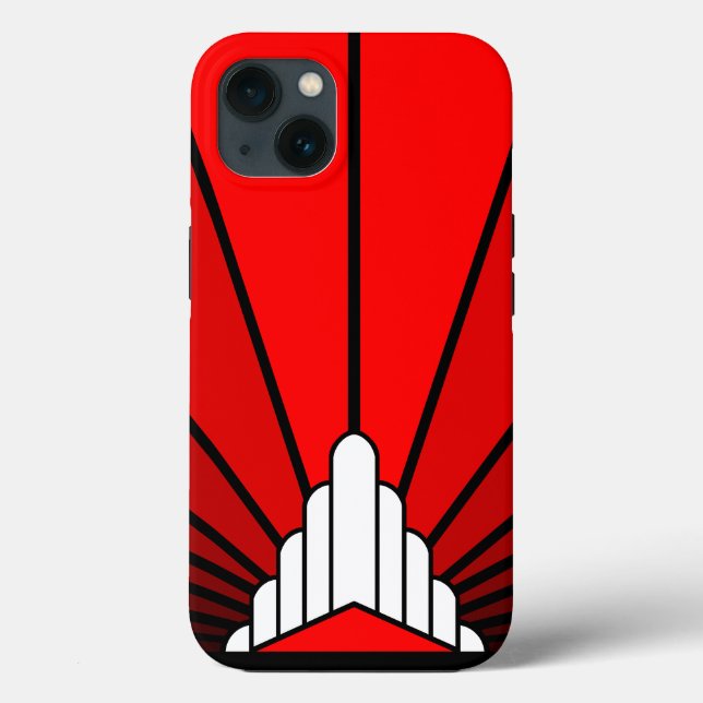 Funda De Case-Mate Para iPhone Sol Art Decó en rojo (Reverso )
