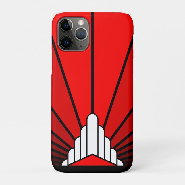 Funda De Case-Mate Para iPhone Sol Art Decó en rojo (Reverso)