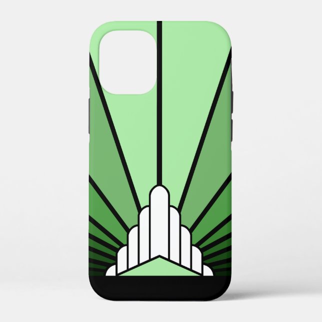 Funda De Case-Mate Para iPhone Sol Art Decó en verde (Reverso )