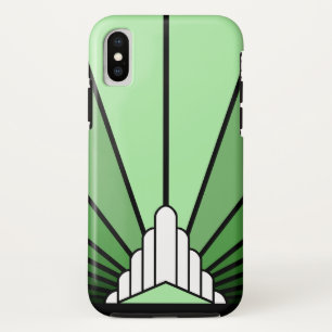 Funda Para iPhone X Sol Art Decó en verde