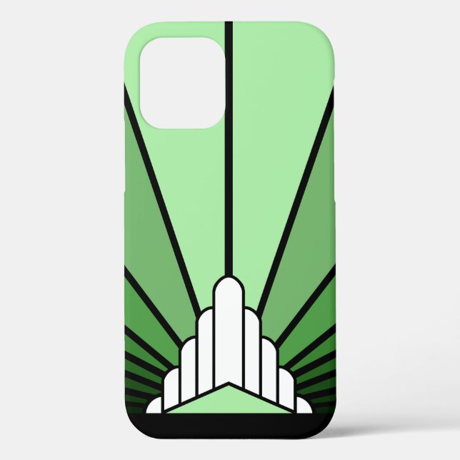 Funda De Case-Mate Para iPhone Sol Art Decó en verde (Reverso )