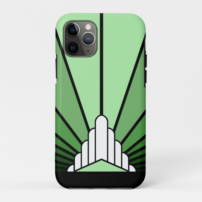 Funda De Case-Mate Para iPhone Sol Art Decó en verde (Reverso)
