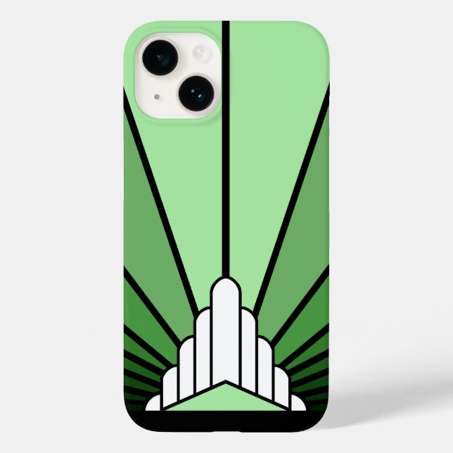 Funda De Case-Mate Para iPhone Sol Art Decó en verde (Reverso )