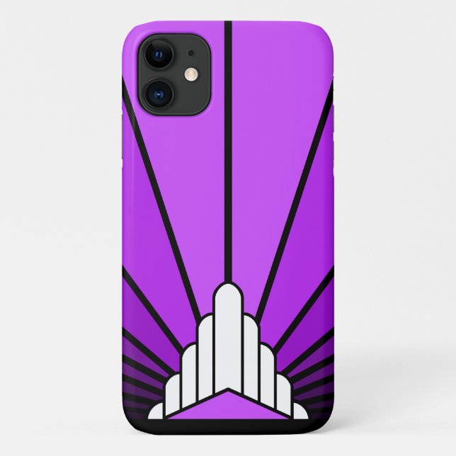 Funda De Case-Mate Para iPhone Sol Art Decó en violeta (Reverso)