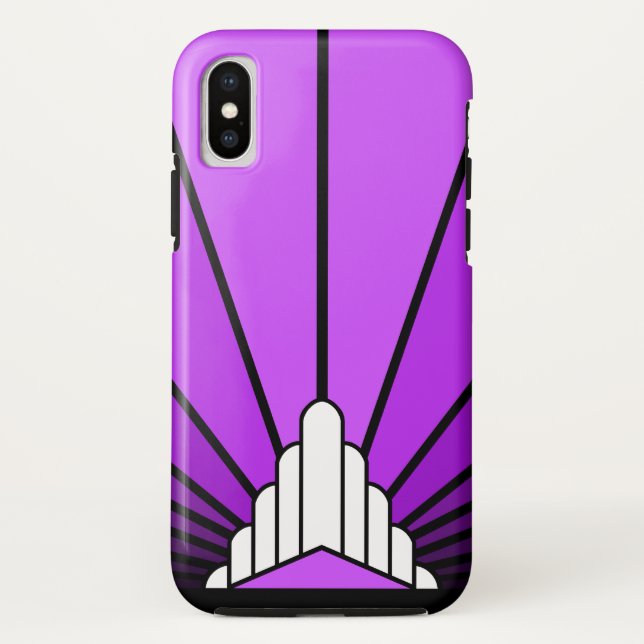 Funda De Case-Mate Para iPhone Sol Art Decó en violeta (Reverso)