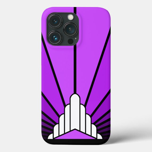 Funda De Case-Mate Para iPhone Sol Art Decó en violeta (Reverso )