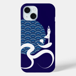 Funda Para iPhone 15 Sol azul asiático Yoga Zen moderno caligrafía Om A