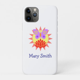 Funda Para iPhone 11 Pro Sol, mariposa y flor