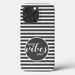 Funda Para iPhone 13 Pro Sólo buenas vibras Motivación Franja Gris
