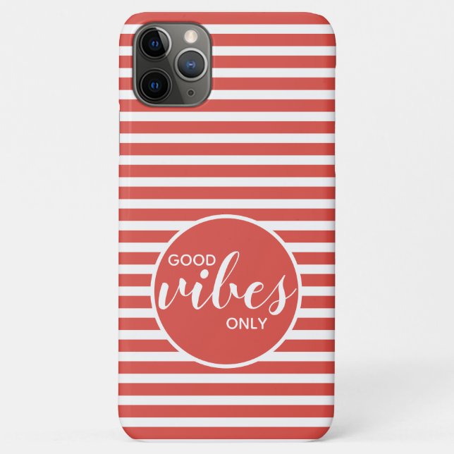 Funda De Case-Mate Para iPhone Sólo buenas vibras Motivación Franja Roja y Blanca (Reverso)