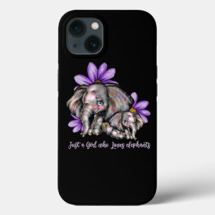 Funda Para iPhone 13 Solo Chica que ama a los elefantes flor Recaudació