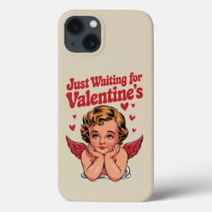 Funda Para iPhone 13 Solo Esperando Por San Valentín Retro Bebé Cupido 