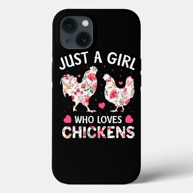 Funda De Case-Mate Para iPhone Sólo un Chica que ama a las gallinas con flor de p (Reverso )